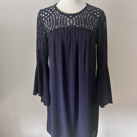 Lilly Pulitzer Blue Bell Sleeve Navy Dress 2 - Picture 2 of 8